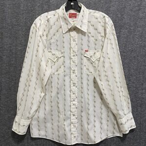 Vtg Ely Plains Shirt Mens L Floral Pearl Snap Long Sleeve Western Cowboy 16.5 33